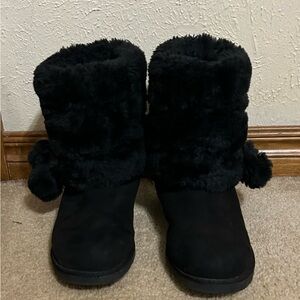 Black Faux Fur Winter Boots